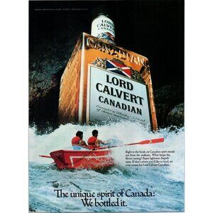 1979 Lord Calvert Canadian Whiskey Vintage Print Ad Red Boat Rafting Wall Art